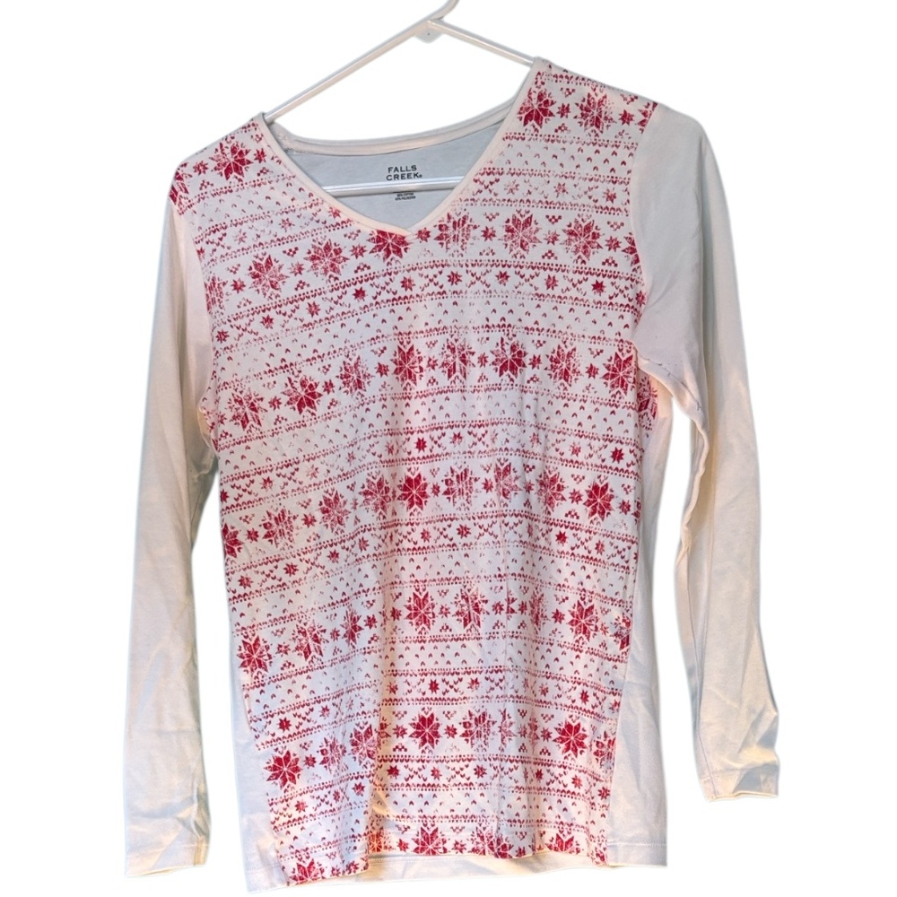 Falls Creek White and Red Long Sleeve Shirt